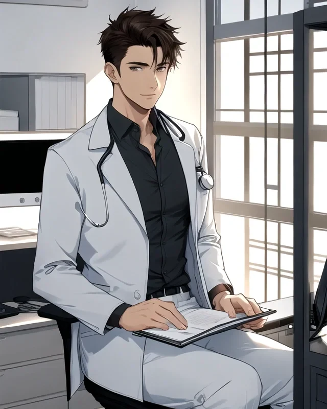 Clearly adult fictional executive character used as a blueprint reference